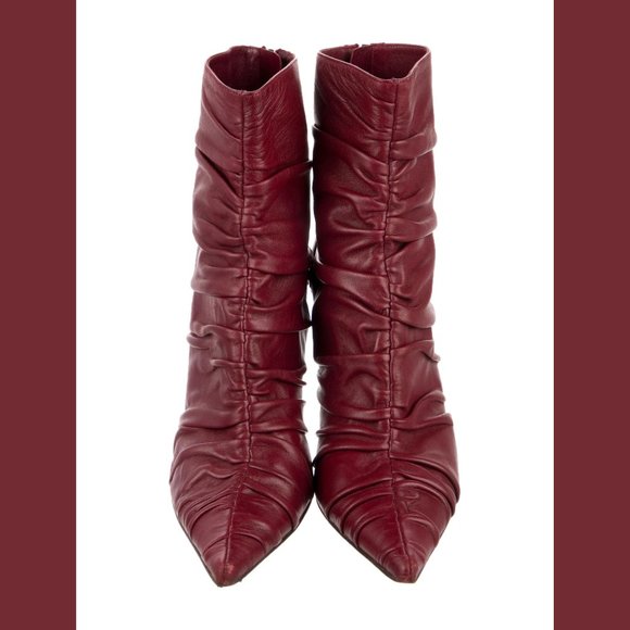 Sergio Rossi Deep Cherry Red Ruby Burgundy Boots IT 39.5 - Picture 4 of 6